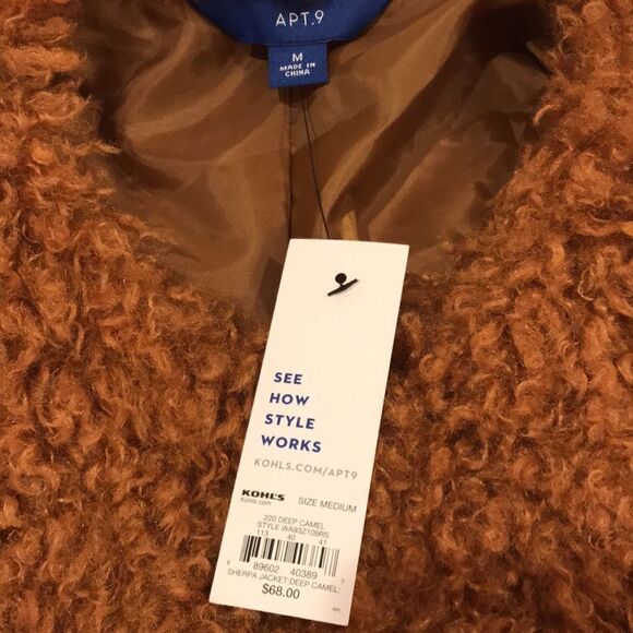 APT.9 Faux Fur Tan Jacket Sz.M NWT - Picture 4 of 6